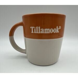 Tillamook Creamery 12oz Orange & White Glazed Coffee Mug with Cow Cheese Factory